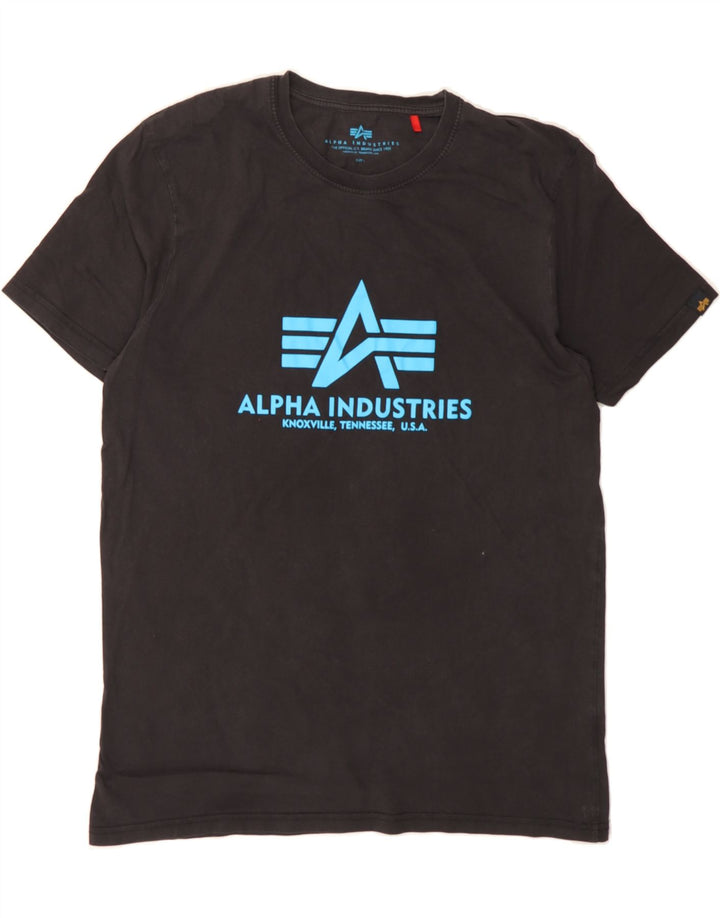 ALPHA INDUSTRIES Womens Graphic T-Shirt Top UK 14 Large Black Vintage Alpha Industries and Second-Hand Alpha Industries from Messina Hembry 