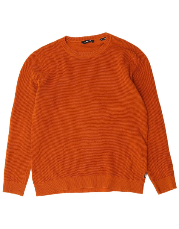 Jack & Jones Mens Crew Neck Jumper Sweater Large Orange Cotton