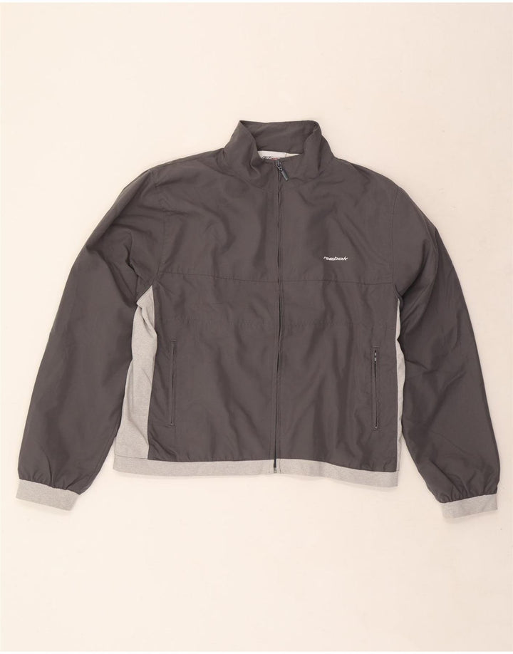 Reebok Womens Tracksuit Top Jacket UK 14 Large Grey Colourblock Polyester