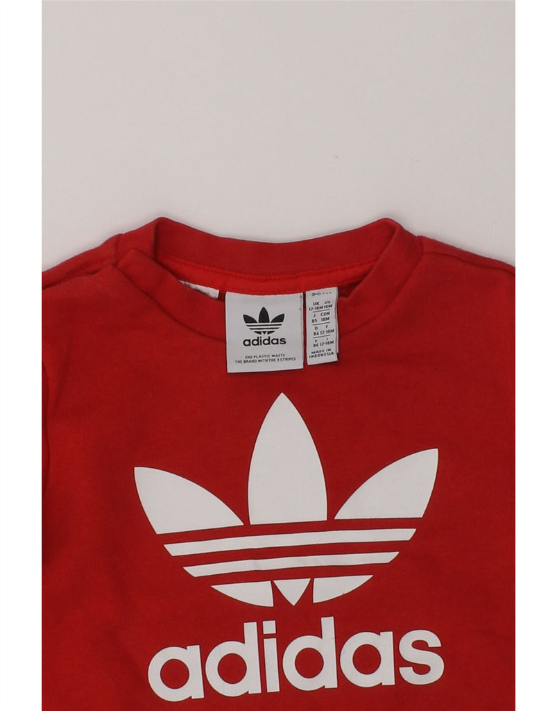 ADIDAS Baby Boys Graphic Sweatshirt Jumper 12-18 Months Red | Vintage Adidas | Thrift | Second-Hand Adidas | Used Clothing | Messina Hembry 