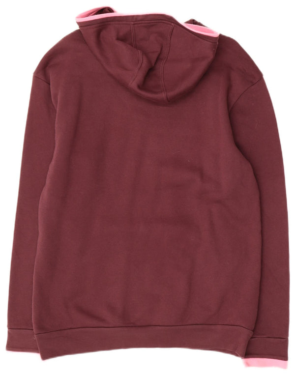 ADIDAS Girls Hoodie Jumper 15-16 Years Maroon Polyester