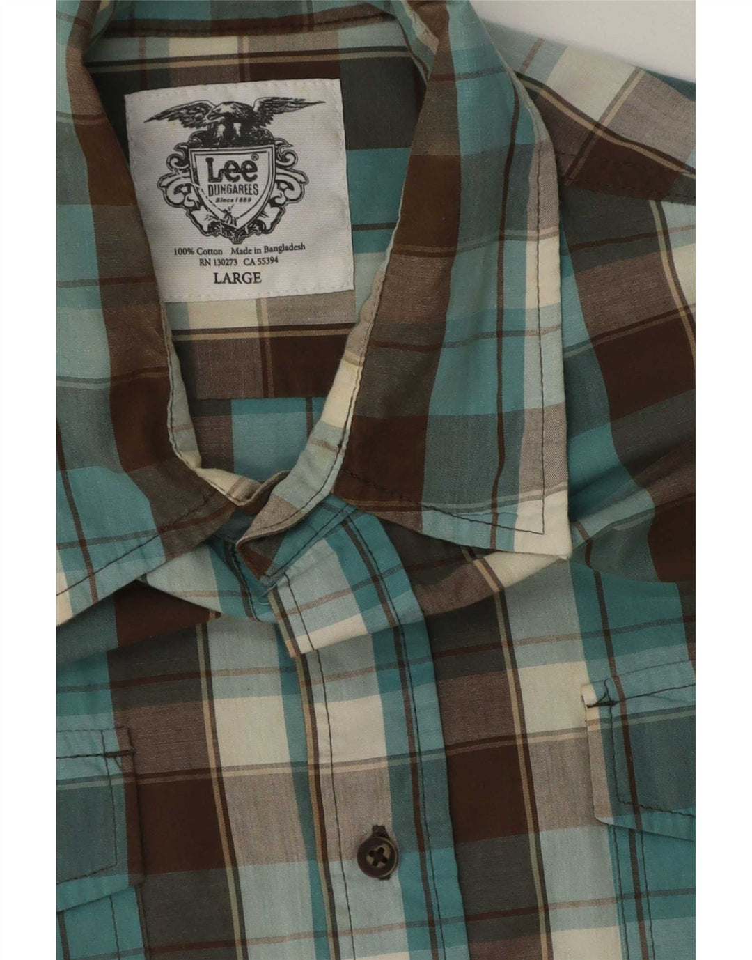 Lee Mens Shirt Large Blue Check Cotton