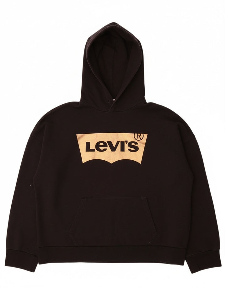 Levi's Mens Graphic Hoodie Jumper Small Black Cotton