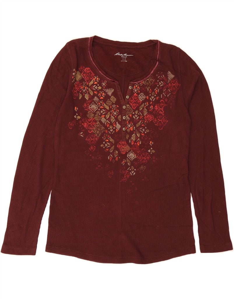 EDDIE BAUER Womens Top Long Sleeve UK 12 Medium Burgundy Paisley Vintage Eddie Bauer and Second-Hand Eddie Bauer from Messina Hembry 
