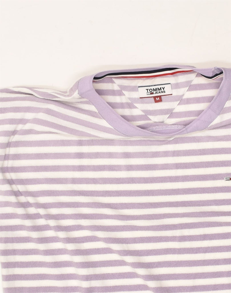 TOMMY JEANS Womens T-Shirt Top UK 14 Medium Purple Striped | Vintage Tommy Jeans | Thrift | Second-Hand Tommy Jeans | Used Clothing | Messina Hembry 