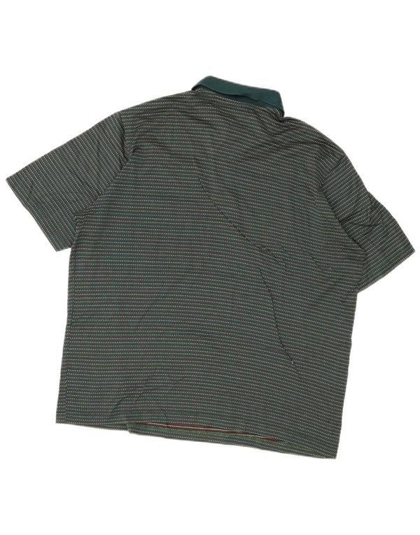 AUSTRALIAN L'ALPINA Mens Polo Shirt IT 50 Medium Green Pinstripe Cotton