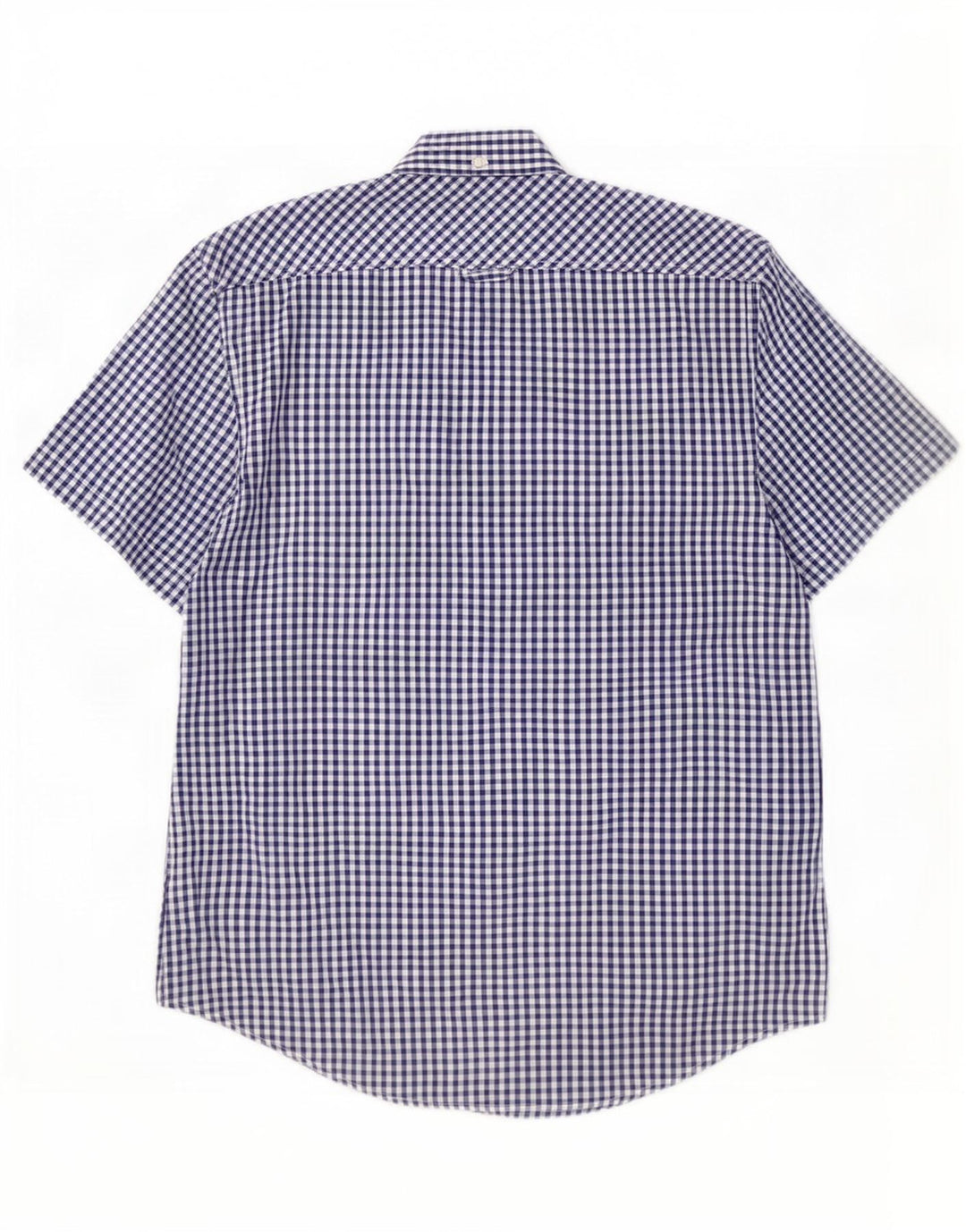 Ben Sherman Mens Short Sleeve Shirt Medium Navy Blue Gingham Cotton