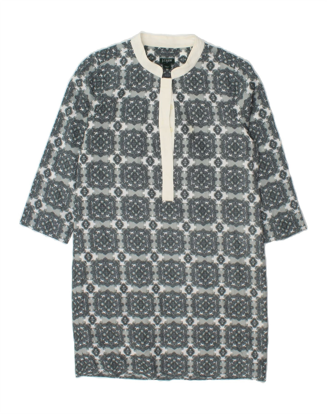 J. CREW Womens 3/4 Sleeve Sheath Dress US 0 XS Grey Geometric Polyester Vintage J. Crew and Second-Hand J. Crew from Messina Hembry 