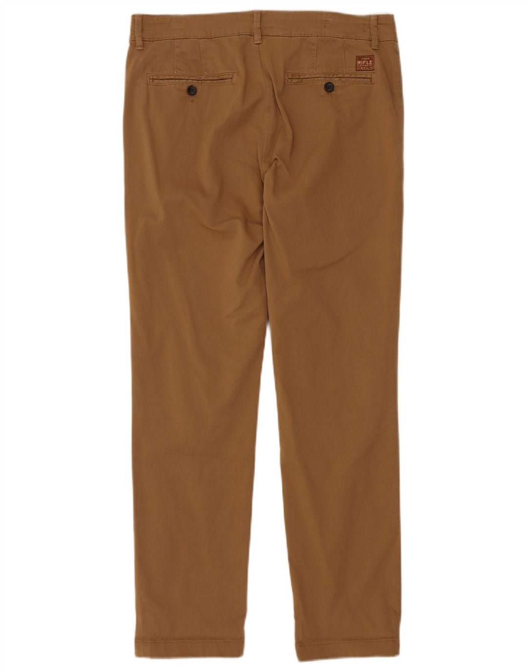RIFLE Mens Slim Chino Trousers W32 L30 Beige Cotton