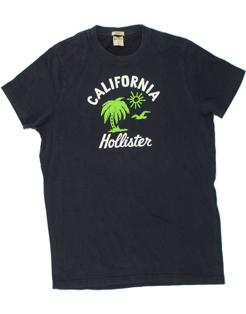 HOLLISTER Mens Graphic T-Shirt Top Large Navy Blue Cotton | Vintage Hollister | Thrift | Second-Hand Hollister | Used Clothing | Messina Hembry 