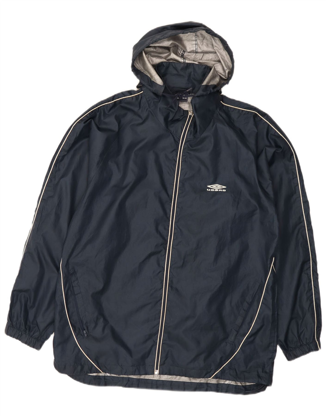 Umbro Mens Graphic Hooded Rain Jacket UK 38 Medium Navy Blue Polyester