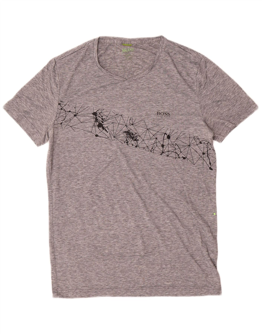 Hugo Boss Mens T-Shirt Top Medium Grey Geometric Polyester