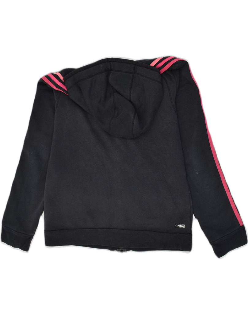 ADIDAS Womens Zip Hoodie Sweater UK 14 Medium Black Cotton | Vintage Adidas | Thrift | Second-Hand Adidas | Used Clothing | Messina Hembry 