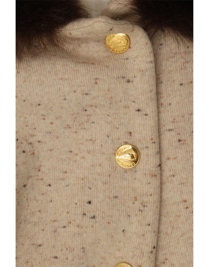Vintage Womens 5 Button Blazer Jacket UK 14 Medium Beige Flecked