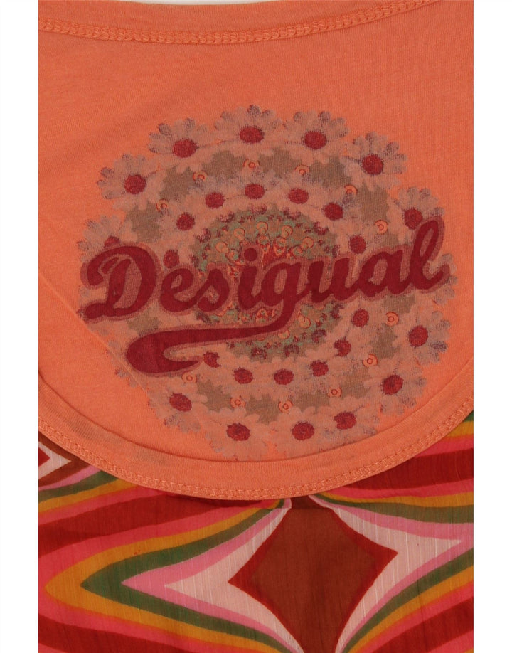 Desigual Womens Graphic Vest Top UK 14 Medium Orange Floral
