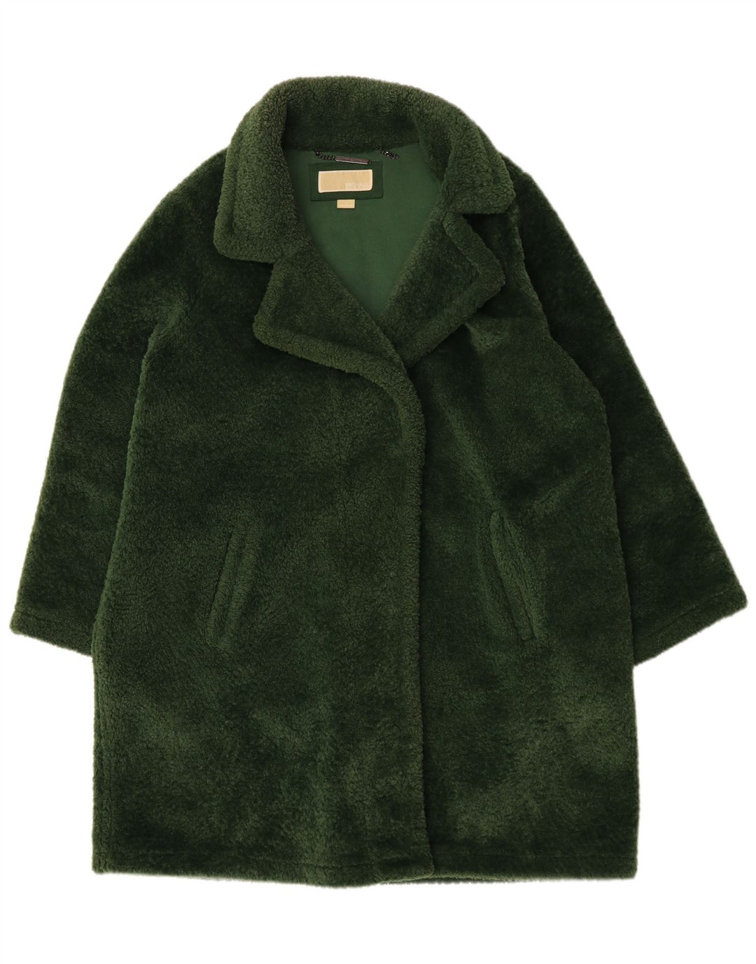 MICHAEL KORS Womens Oversized Faux Fur Overcoat UK 18 XL Green Polyester