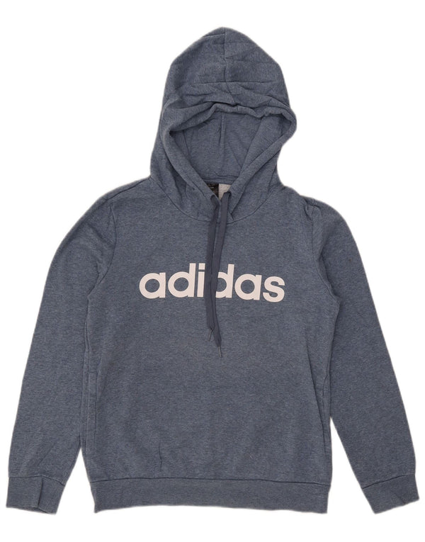 Adidas Womens Graphic Hoodie Jumper UK 8/10 Small Blue Cotton