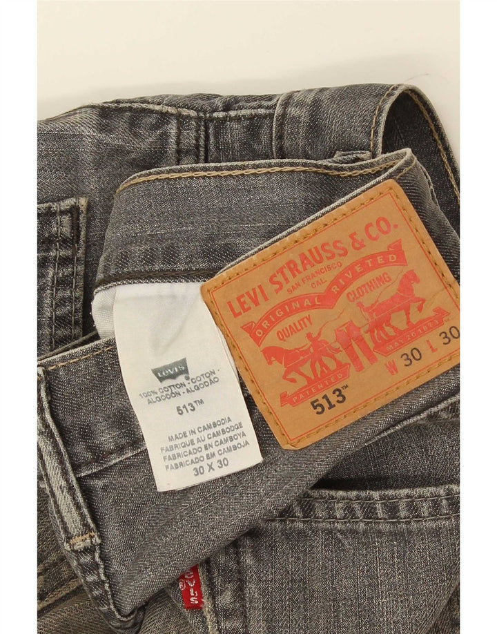 Levi's Mens 513 Straight Jeans W30 L30 Grey Cotton