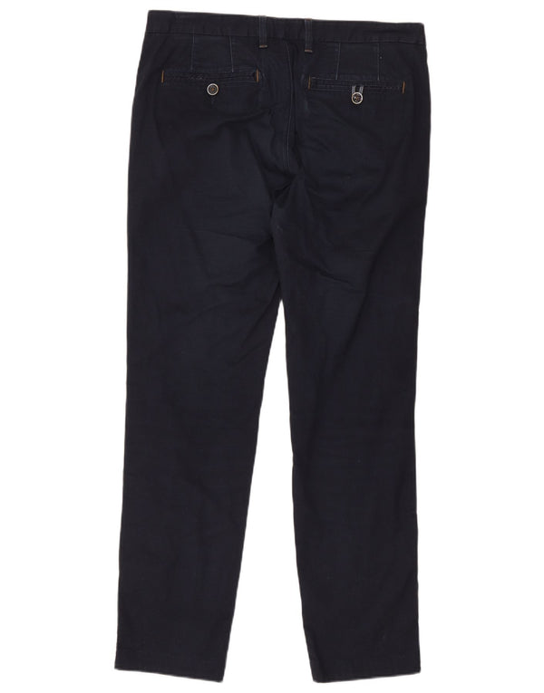 Ted Baker Mens Straight Suit Trousers W34 L31 Navy Blue Geometric Cotton