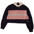 SUPERDRY Womens Oversized Crop Rugby Polo Shirt UK 12 Medium  Navy Blue