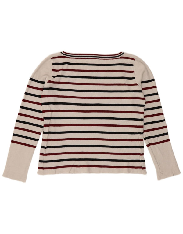 Zara Womens Crop Top Long Sleeve UK 10 Small White Striped Viscose