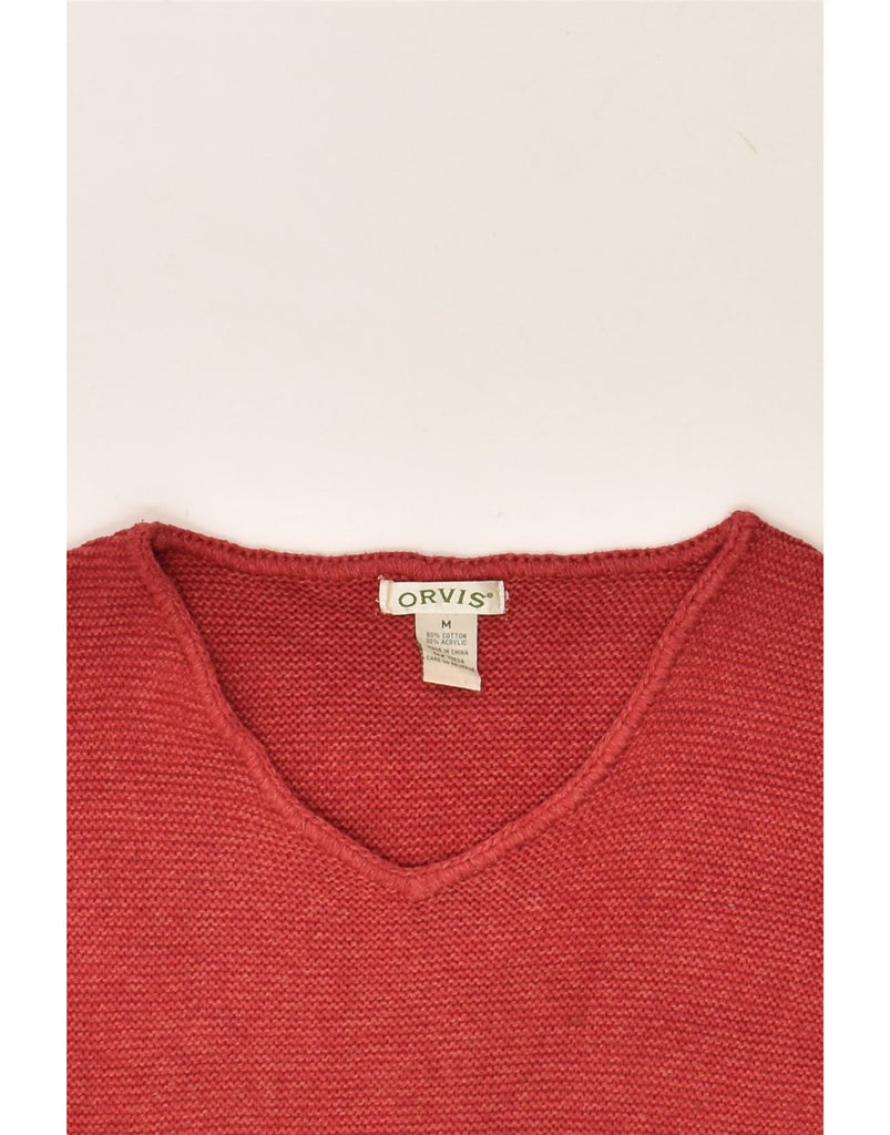 OASIS Womens V-Neck Jumper Sweater UK 14 Medium Red Cotton | Vintage Oasis | Thrift | Second-Hand Oasis | Used Clothing | Messina Hembry 