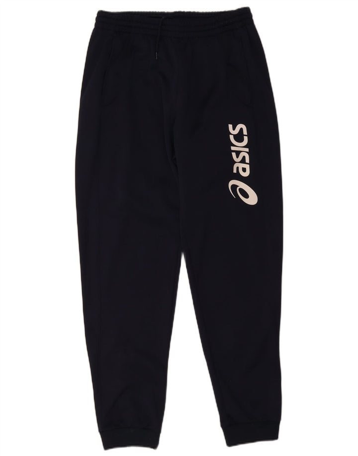 Asics Mens Graphic Tracksuit Trousers Joggers Medium Navy Blue Polyester