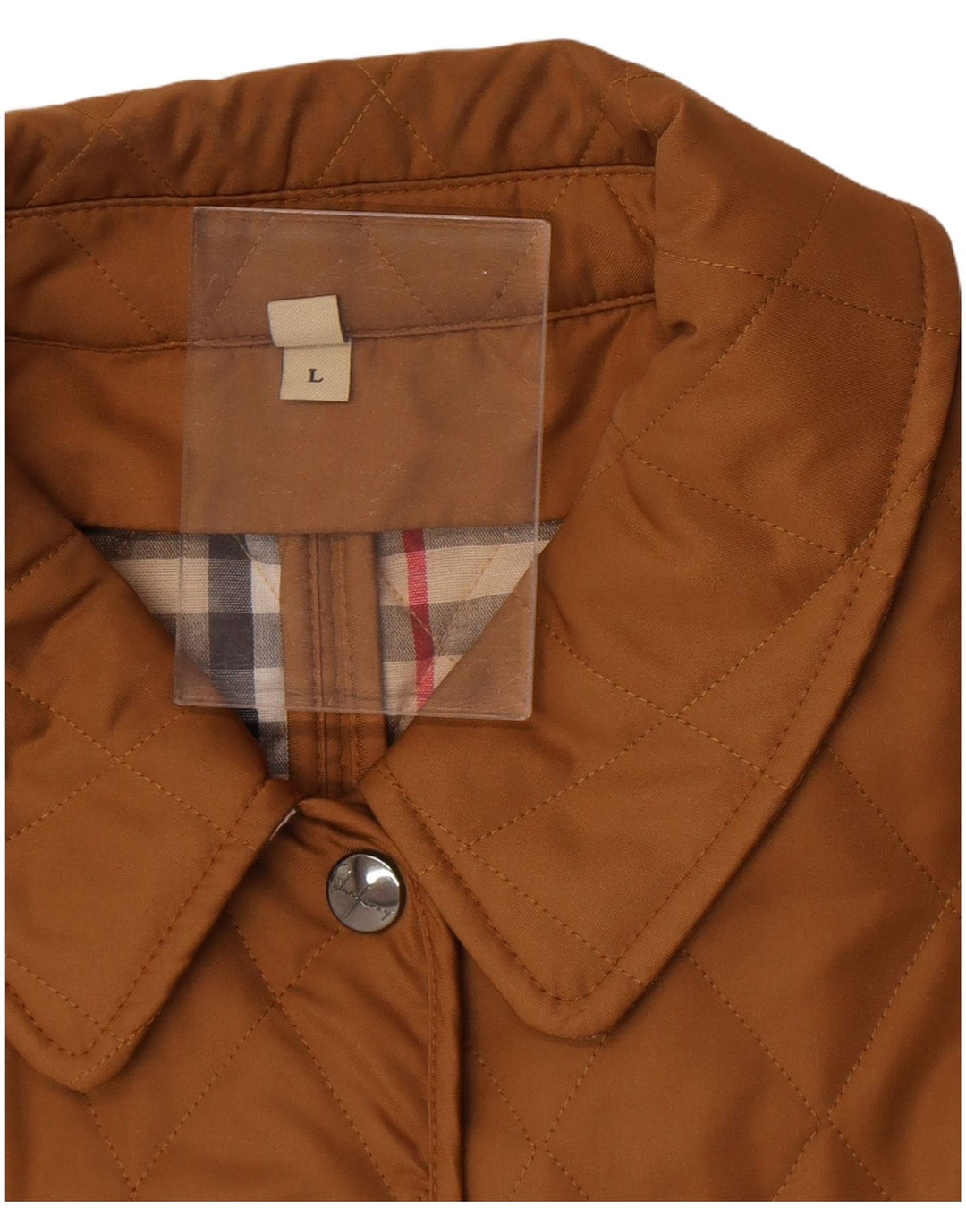 Burberry Womens Quilted Jacket UK 16 Large Beige Cotton