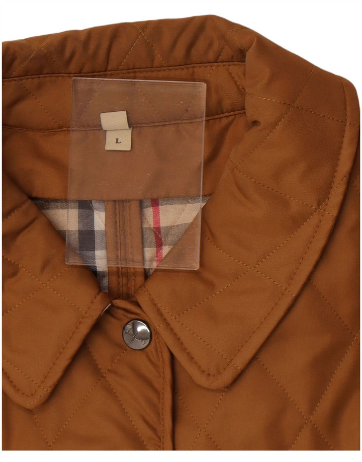 Burberry Womens Quilted Jacket UK 16 Large Beige Cotton