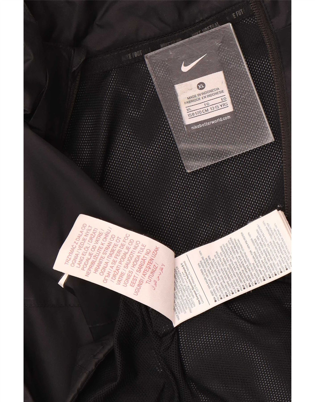 Nike Boys Hooded Rain Jacket 13-14 Years XL Black Nylon
