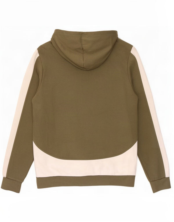 Jack Wills Mens Graphic Hoodie Jumper Large Khaki Colourblock Cotton