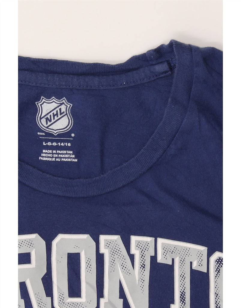 NHL Boys Graphic T-Shirt Top 14-15 Years Large Navy Blue Vintage NHL and Second-Hand NHL from Messina Hembry 