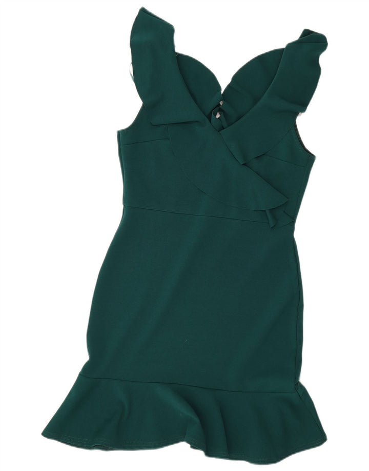 Quiz Womens Sleeveless Sheath Dress UK 12 Medium Green Polyester
