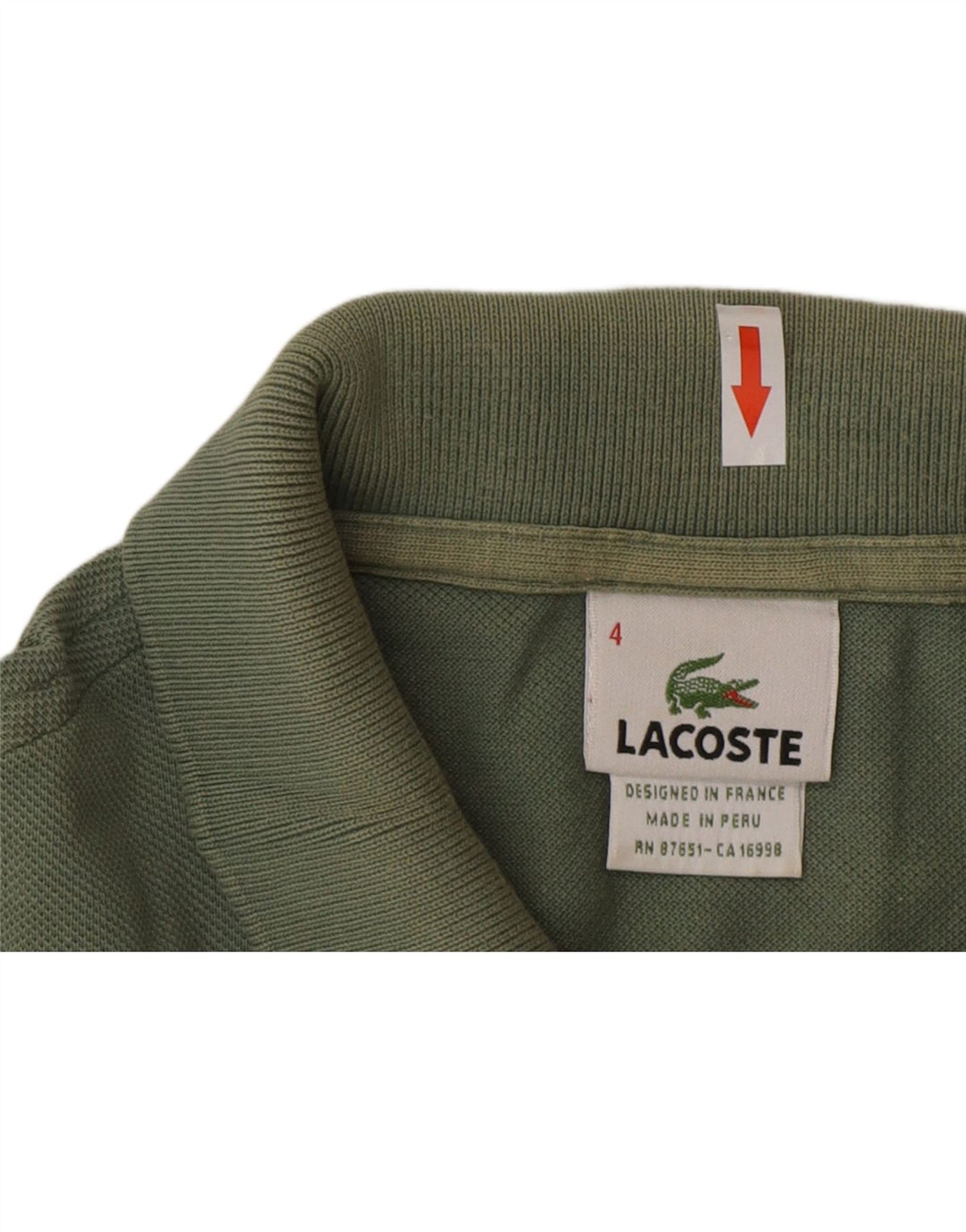 Lacoste Mens Polo Shirt Size 4 Medium Green Cotton