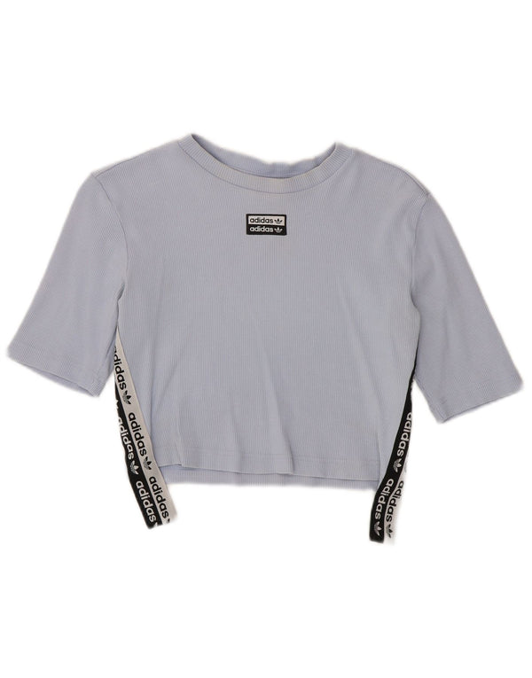 Adidas Womens Crop Graphic T-Shirt Top UK 12/14 Medium Blue
