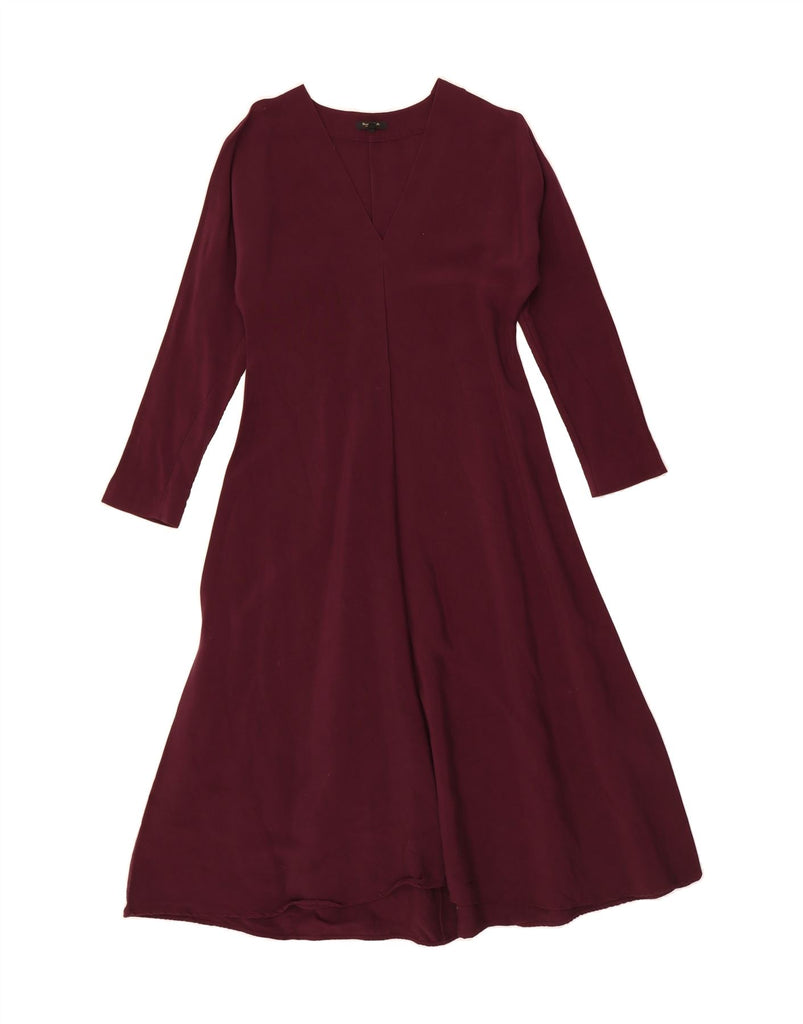 MASSIMO DUTTI Womens Long Sleeve Maxi Dress UK 12 Medium Burgundy Viscose Vintage Massimo Dutti and Second-Hand Massimo Dutti from Messina Hembry 