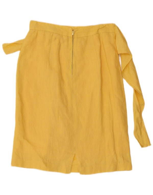 SERGIO D'ANDREA  Womens Midi Skirt UK 12 Medium W28 Yellow Linen