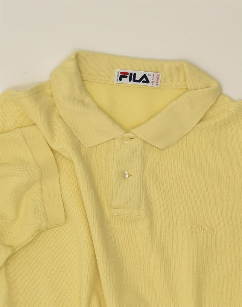 FILA Mens Polo Shirt Medium Yellow | Vintage Fila | Thrift | Second-Hand Fila | Used Clothing | Messina Hembry 