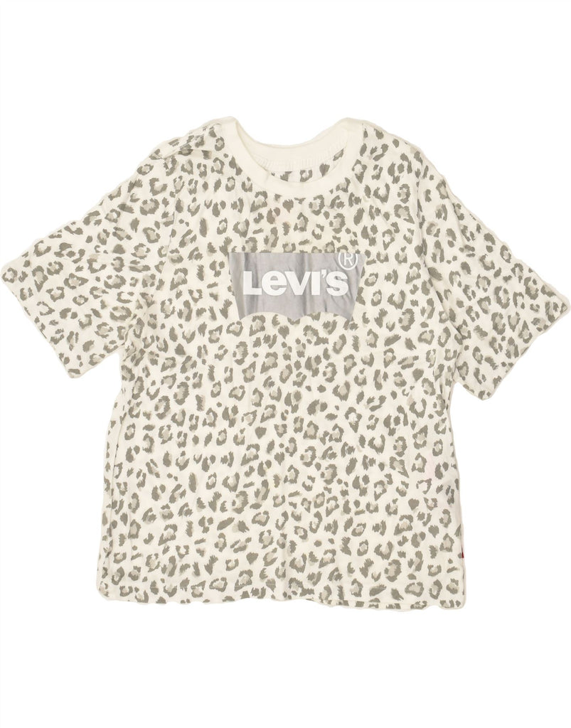 LEVI'S Girls Graphic T-Shirt Top 15-16 Years Grey Animal Print Cotton | Vintage Levi's | Thrift | Second-Hand Levi's | Used Clothing | Messina Hembry 