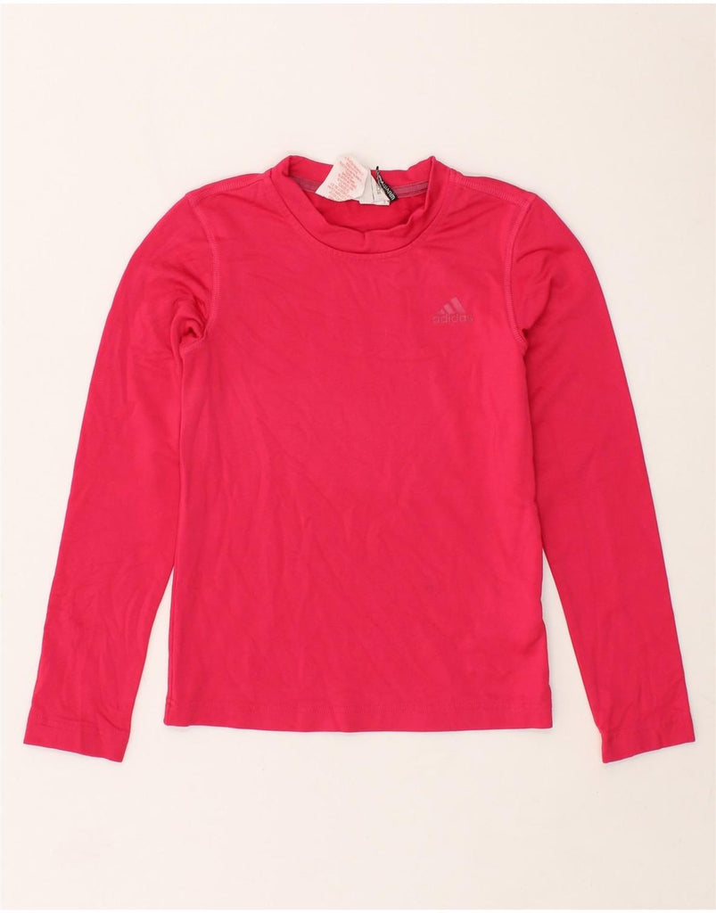 ADIDAS Girls Climawarm Graphic Top Long Sleeve 9-10 Years Pink Polyester | Vintage Adidas | Thrift | Second-Hand Adidas | Used Clothing | Messina Hembry 