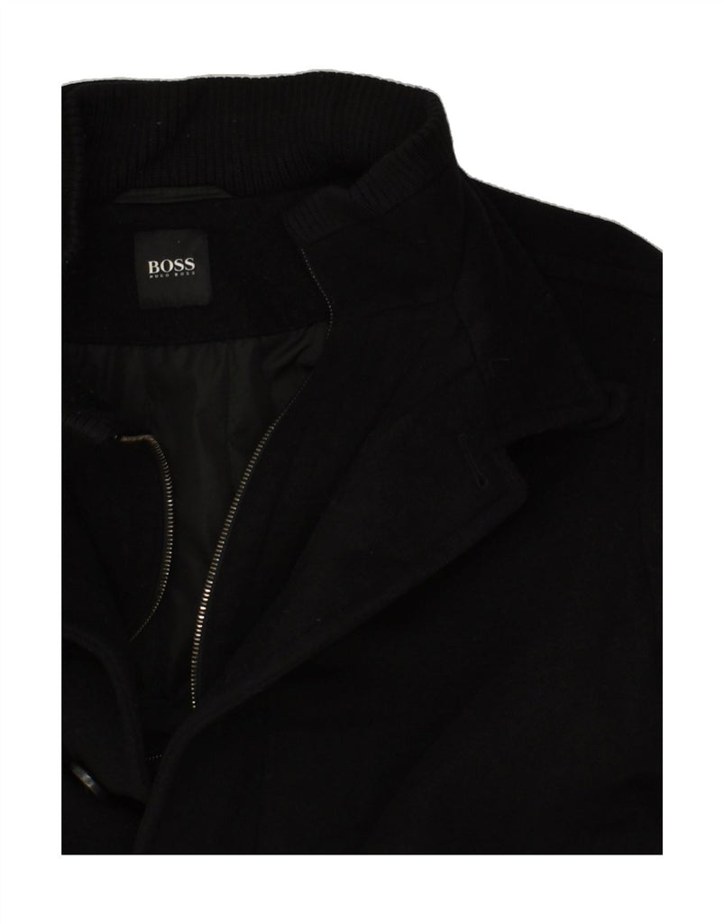 HUGO BOSS Mens Overcoat UK 42 XL Black | Vintage Hugo Boss | Thrift | Second-Hand Hugo Boss | Used Clothing | Messina Hembry 