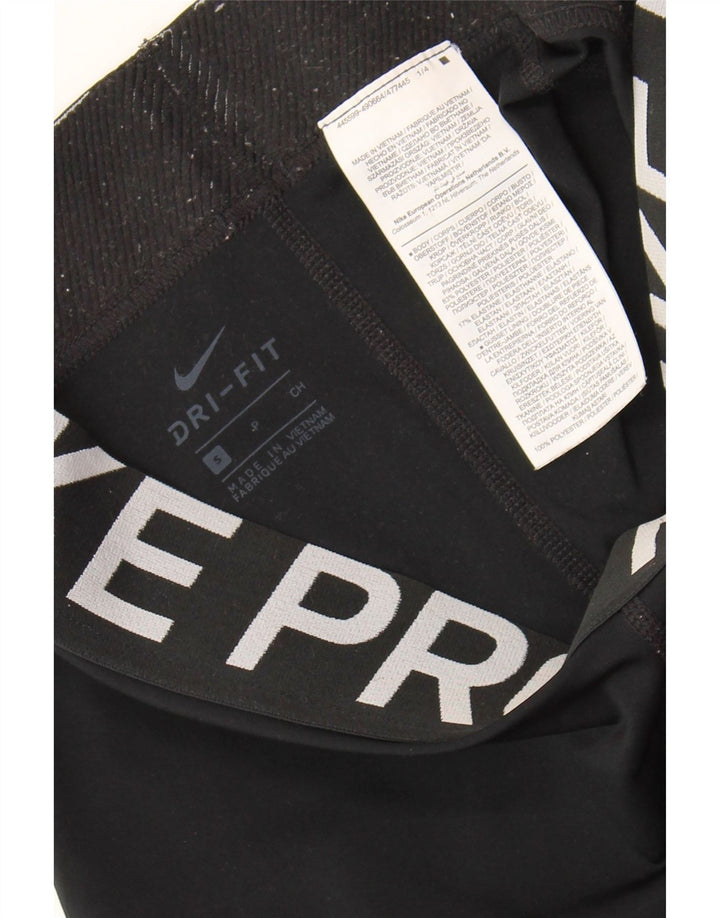 NIKE Womens Dri Fit Graphic Sport Shorts UK 8 Small  Black Polyester