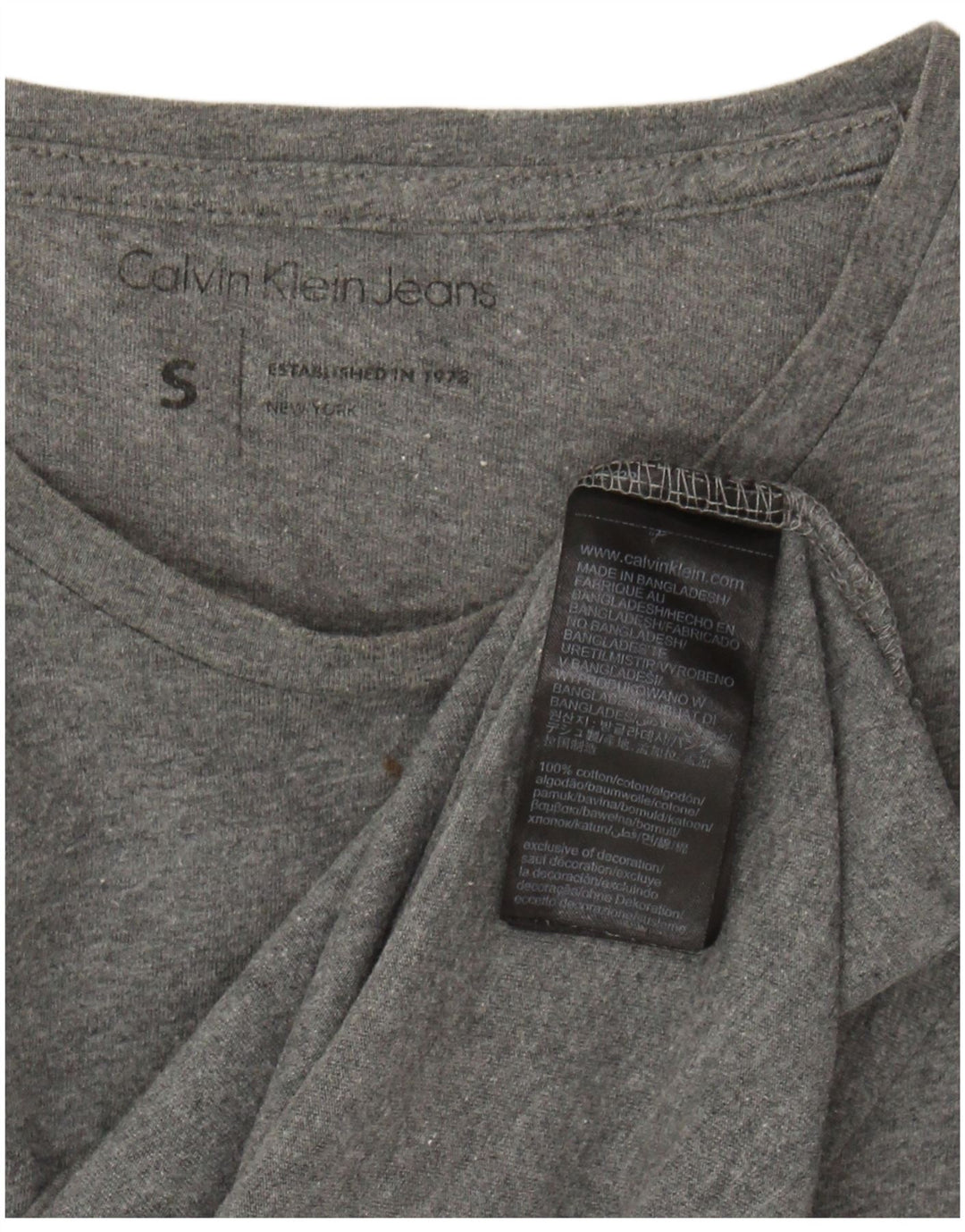 CALVIN KLEIN JEANS Mens Graphic Top Long Sleeve Small Grey Cotton