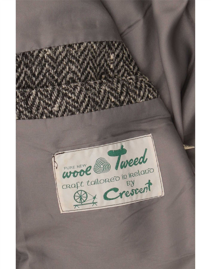 Crescent Mens 2 Button Blazer Jacket UK 38 Medium Grey Herringbone Wool