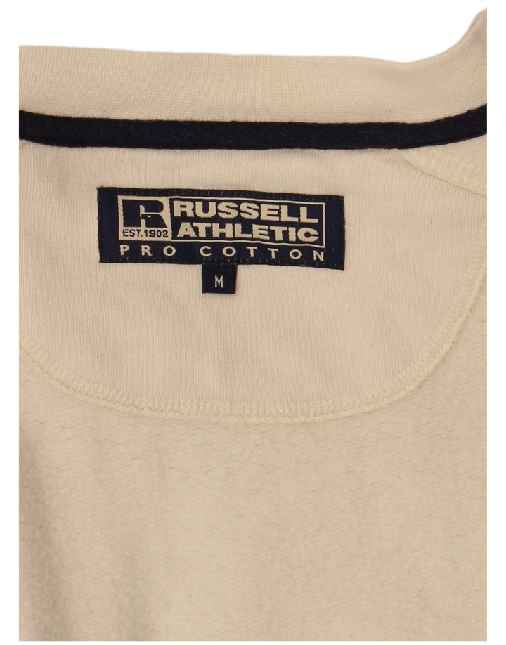 RUSSELL ATHLETIC Mens Sweatshirt Jumper Medium Off White
