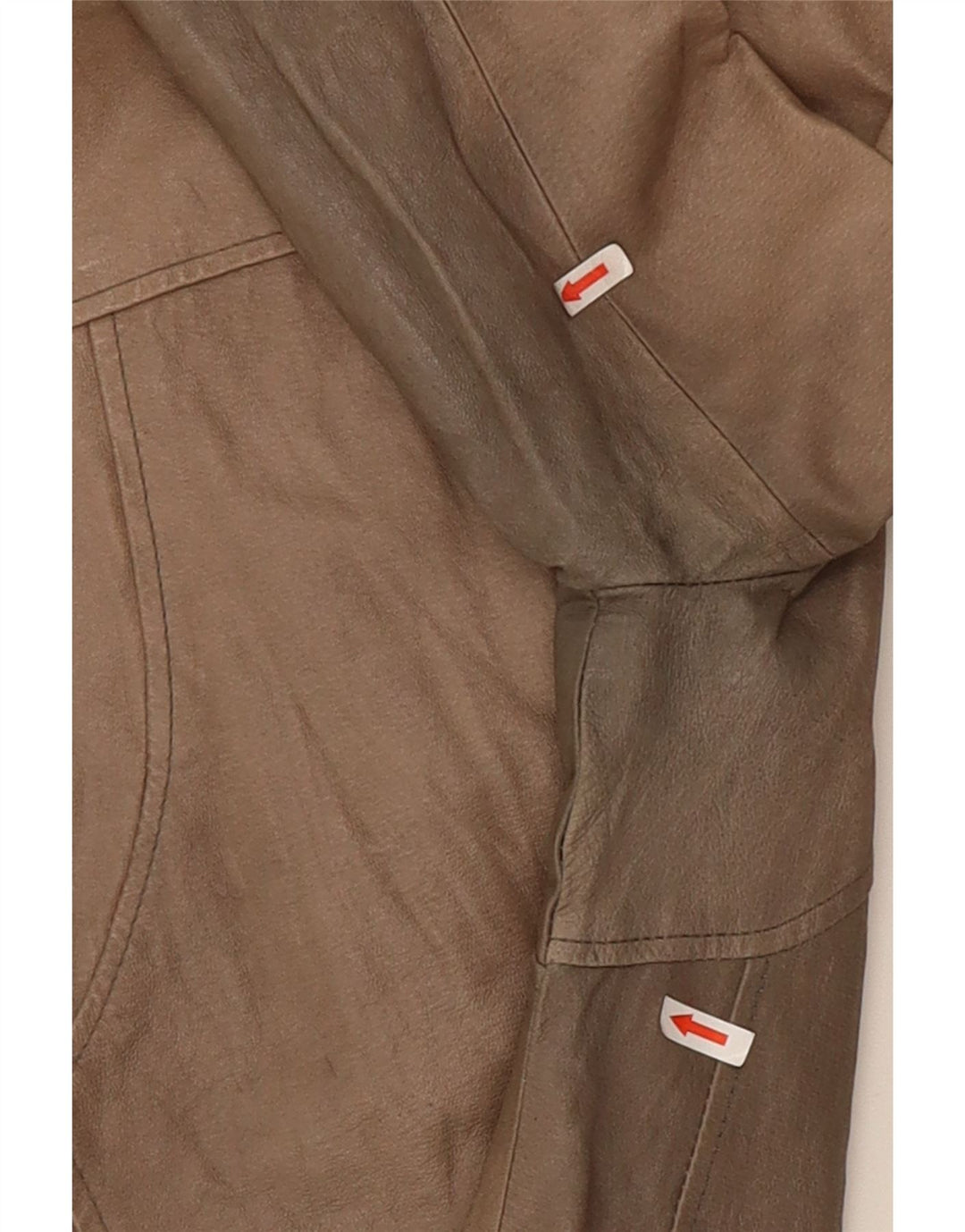 Vintage Womens Crop Leather Jacket UK 10 Small Beige