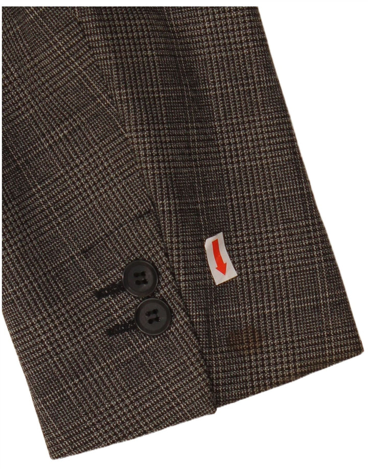 ZARA Mens 1 Button Blazer Jacket EU 50 Medium Grey Houndstooth Polyester