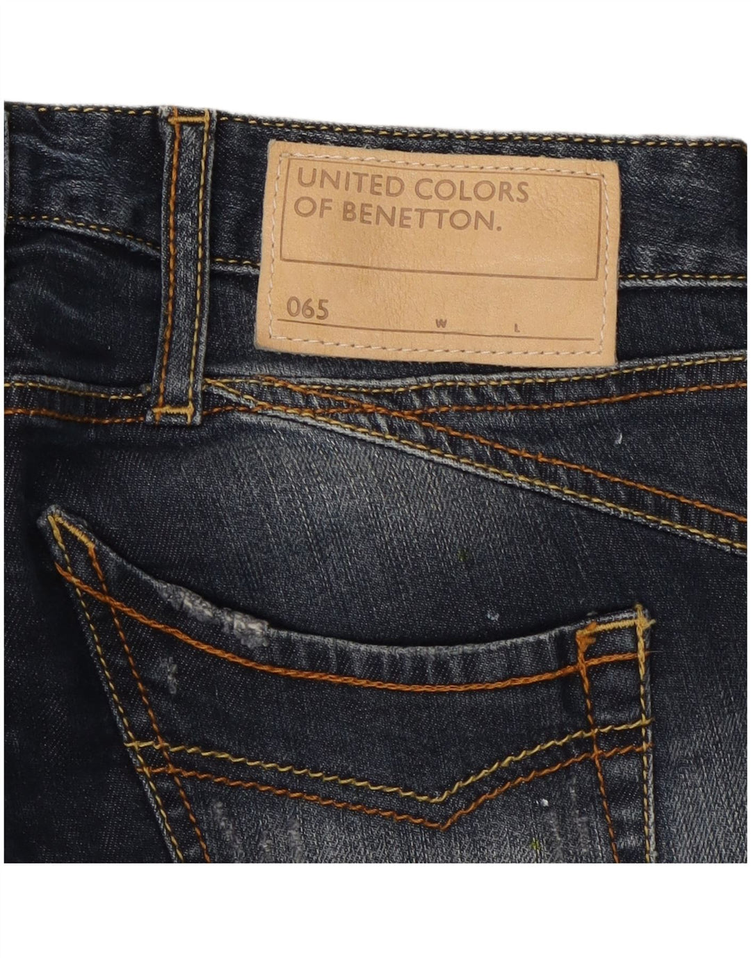 Benetton Womens Distressed Bootcut Jeans W26 L31 Navy Blue