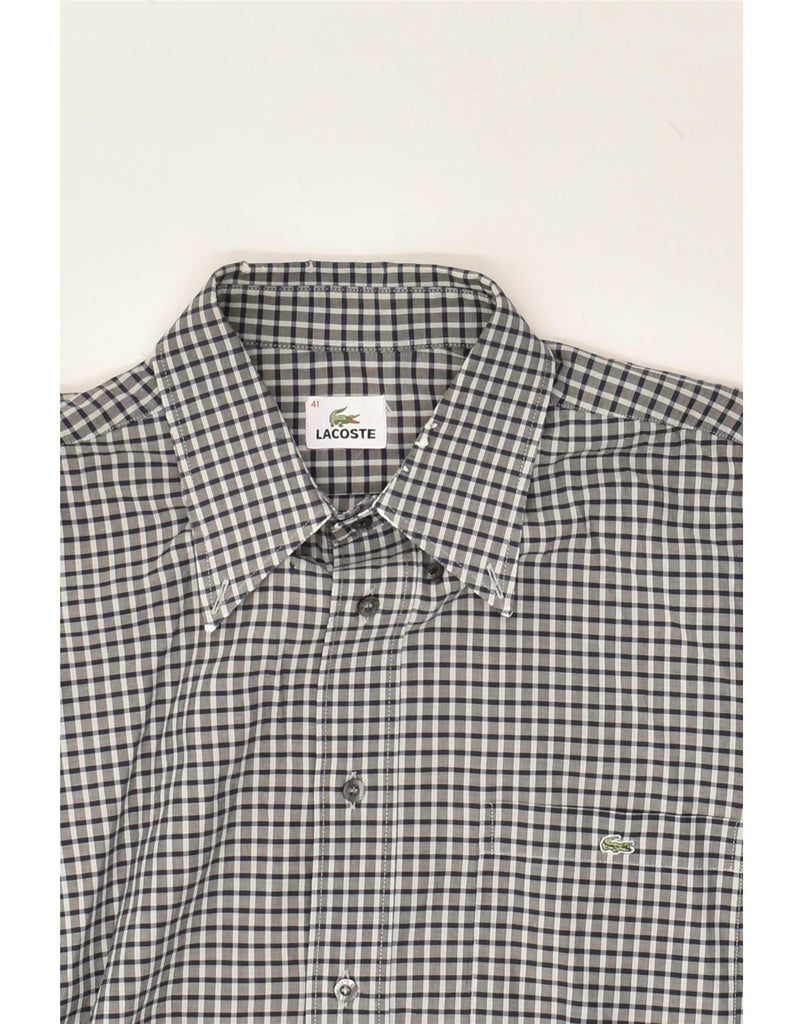 LACOSTE Mens Shirt Size 41 Large Grey Check Cotton Vintage Lacoste and Second-Hand Lacoste from Messina Hembry 