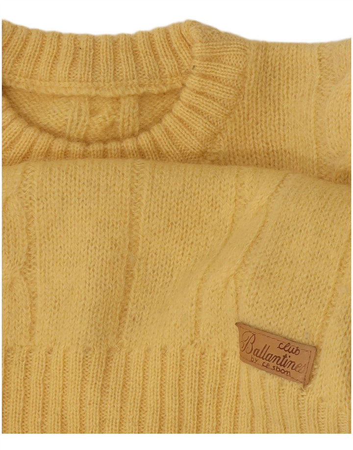 Vintage Mens Crew Neck Jumper Sweater Medium Yellow